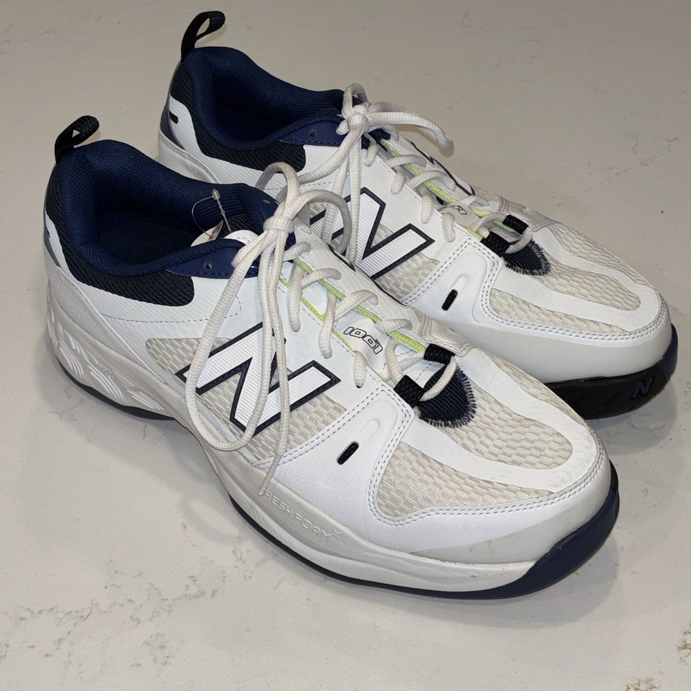 New Balance Mens Fresh Foam X 1007 Court Shoes White Navy 11 Wide 4E NWOB